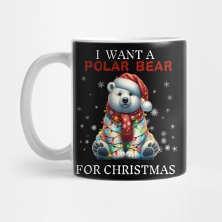 I Want a Polar Bear for Christmas Tangled Christmas Lights Mug